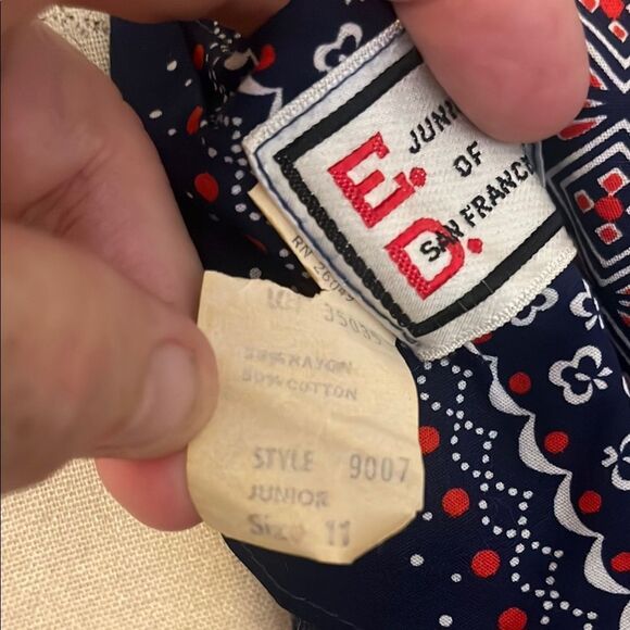 Vintage Juniors Of San Francisco Bohemian Front Lace Design Print Dress - Picture 9 of 14